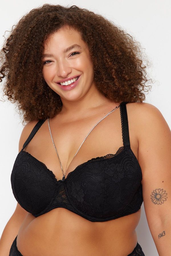 Trendyol Trendyol Curve Black Chain Micro Fixed Covered Balconette Bra