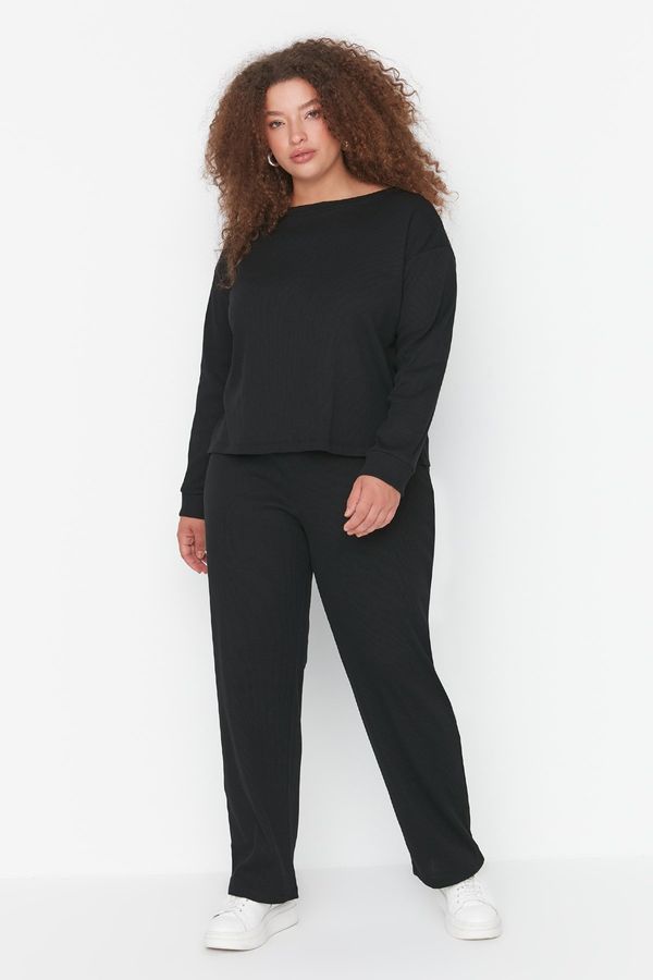 Trendyol Trendyol Curve Black Crew Neck Knitted Pajama Set