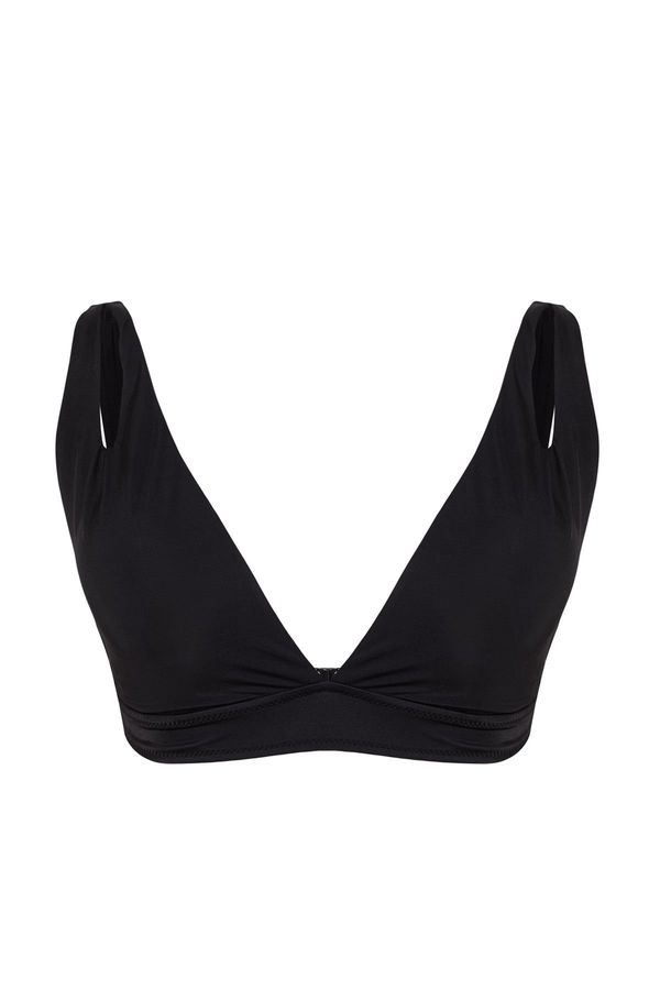 Trendyol Trendyol Curve Black Deep V Neck Cut Out Detail Plus Size Bikini Top