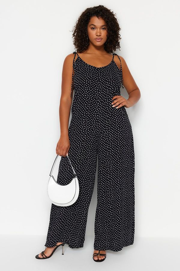 Trendyol Trendyol Curve Black Floral Pattern Woven Jumpsuit