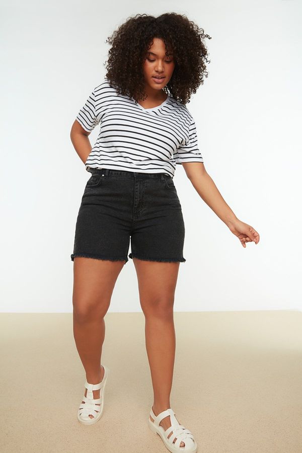 Trendyol Trendyol Curve Black High Waist Skinny Denim Shorts & Bermuda