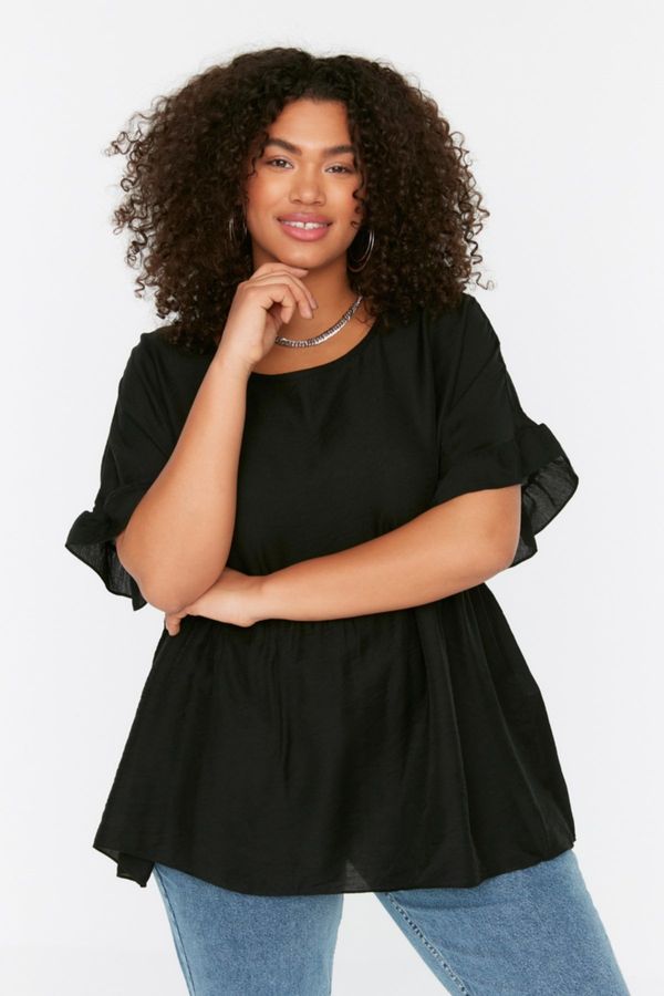 Trendyol Trendyol Curve Black Knitted Ruffle Blouse