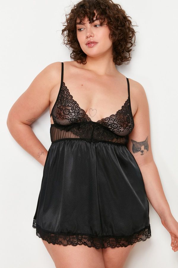 Trendyol Trendyol Curve Black Lace Detailed Babydoll