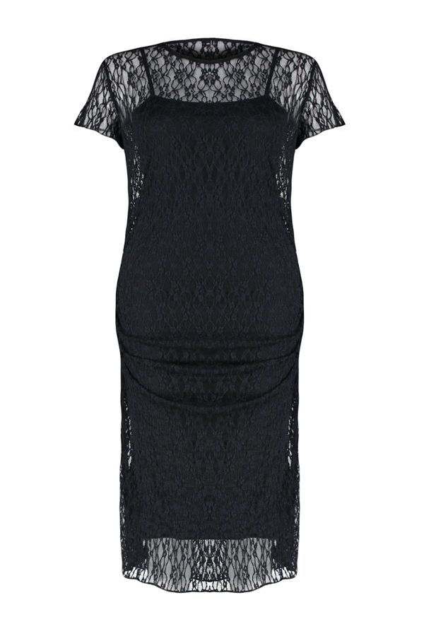Trendyol Trendyol Curve Black Lace Midi Knitted Dress