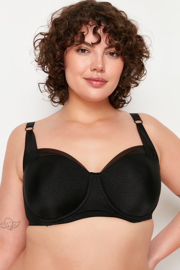 Trendyol Trendyol Curve Black Mesh Detailed Balconette Bra