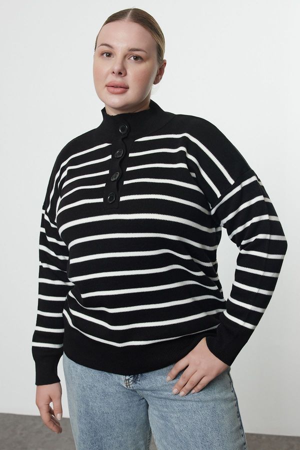 Trendyol Trendyol Curve Black Multicolored Striped Knitwear Sweater