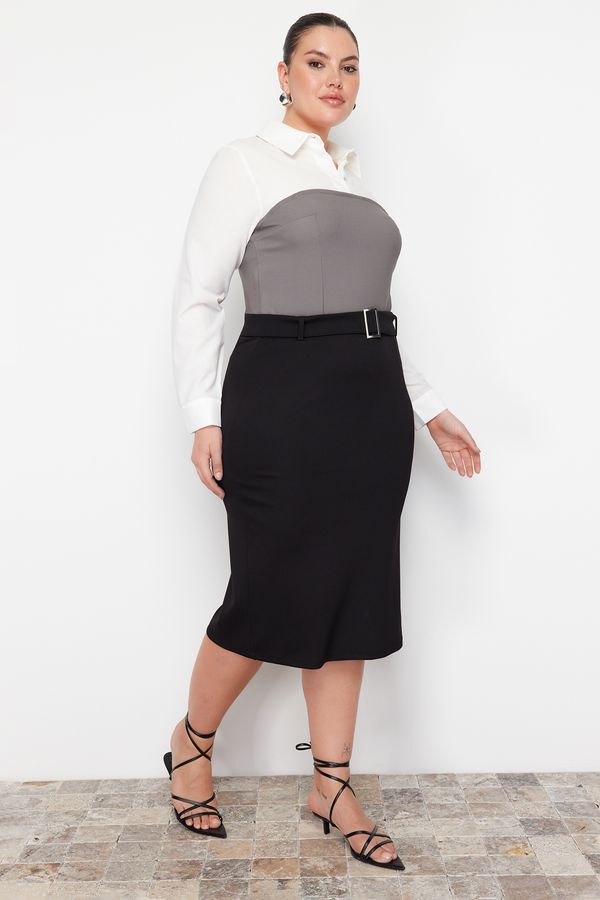 Trendyol Trendyol Curve Black Pencil Knitted Skirt