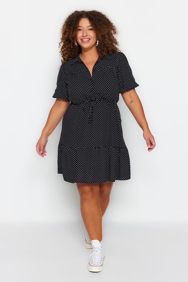 Trendyol Trendyol Curve Black Polka dots Woven Shirt Dress