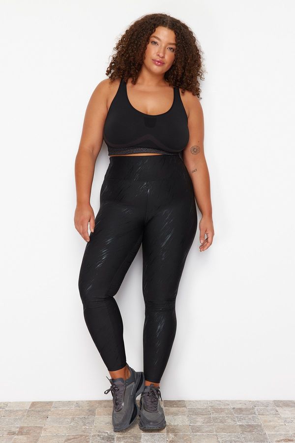 Trendyol Trendyol Curve Black Printed Knitted Plus Size Leggings