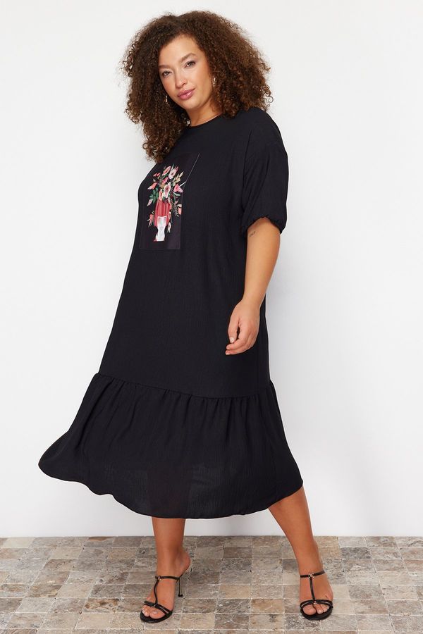 Trendyol Trendyol Curve Black Printed Woven Dress