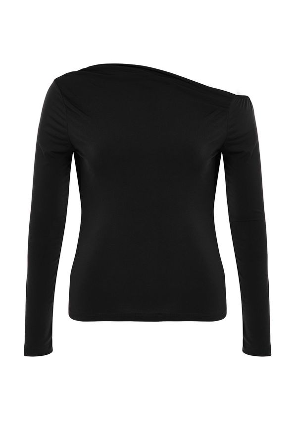 Trendyol Trendyol Curve Black Sandy Knitted Plus Size Blouse