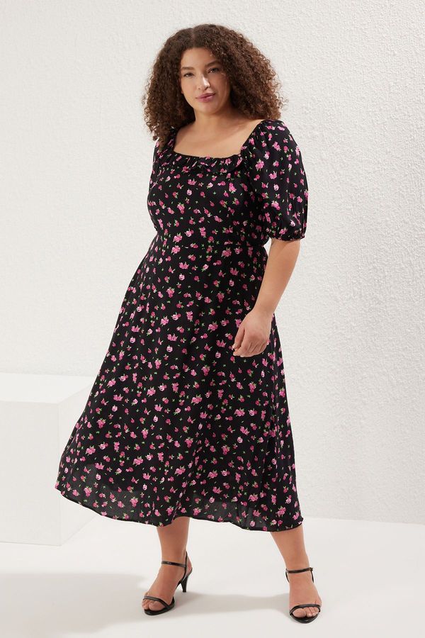 Trendyol Trendyol Curve Black Shally Woven Plus Size Dress