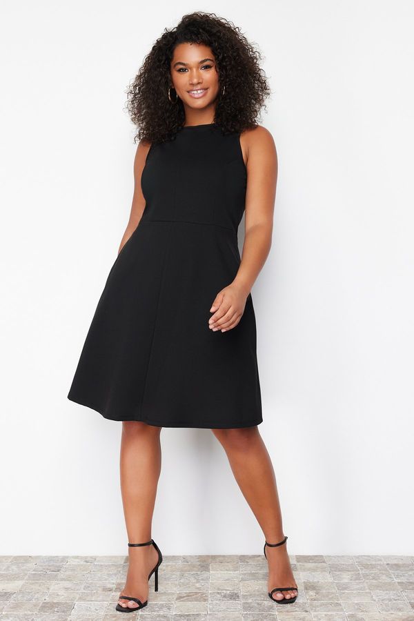 Trendyol Trendyol Curve Black Stitch Detail Mini Knitted Dress