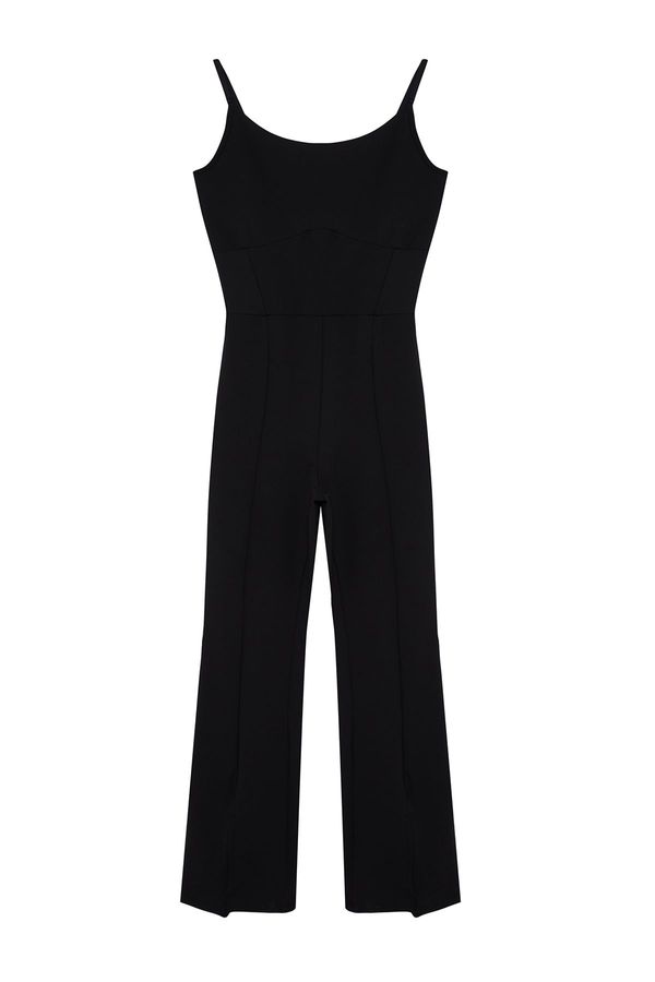 Trendyol Trendyol Curve Black U-Neck Scuba Knitted Jumpsuit