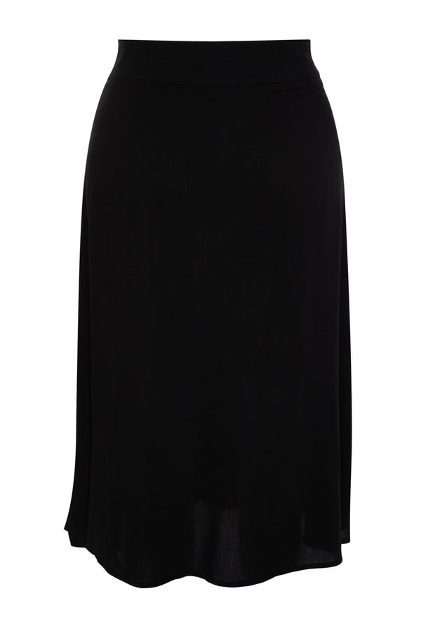 Trendyol Trendyol Curve Black Viscose Woven Skirt with Slit Detail.