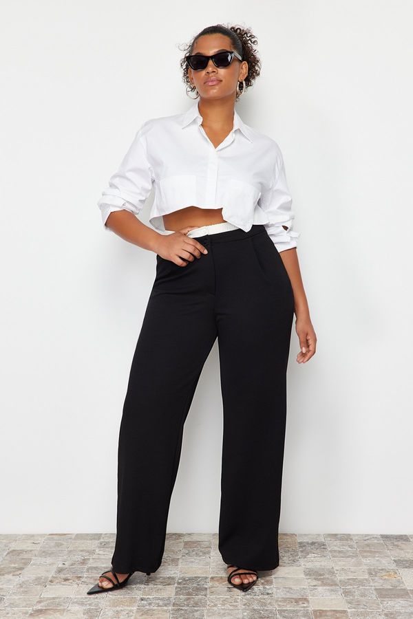 Trendyol Trendyol Curve Black Waist Detailed Knitted Trousers