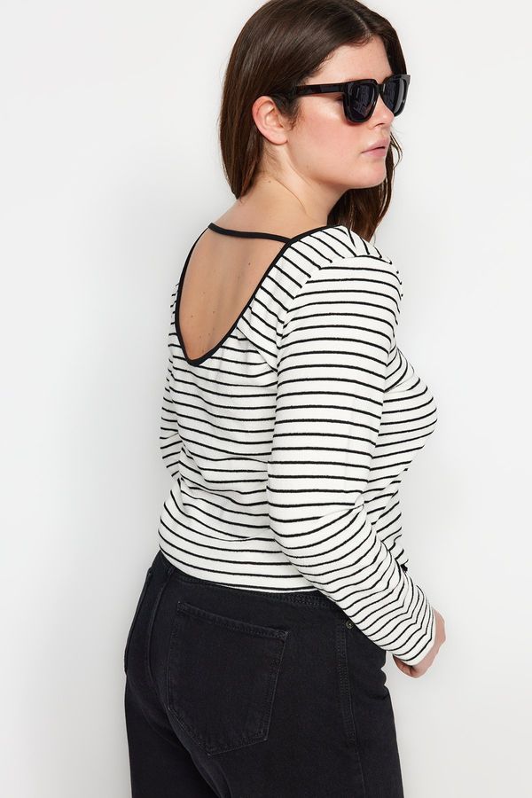 Trendyol Trendyol Curve Black-White Striped Backless Knitted Blouse