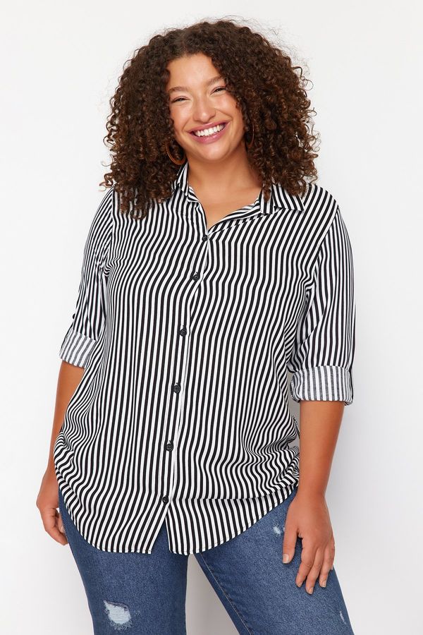 Trendyol Trendyol Curve Black-White Striped Shirt