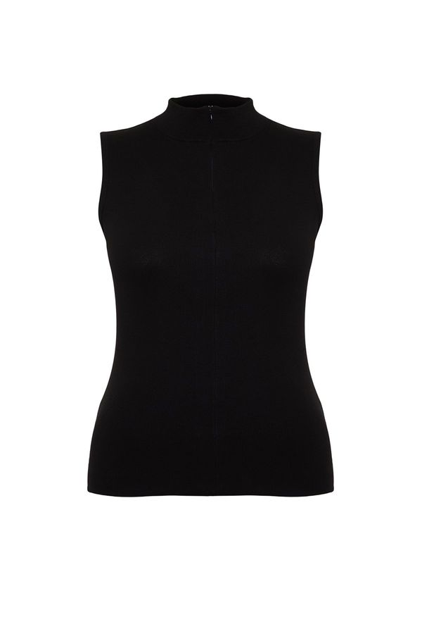 Trendyol Trendyol Curve Black Zippered Knitted Blouse