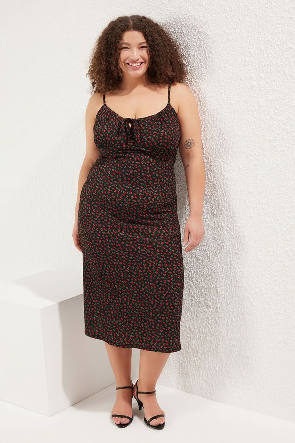 Trendyol Trendyol Curve Black*001 Crepe Knitting Plus Size Dress