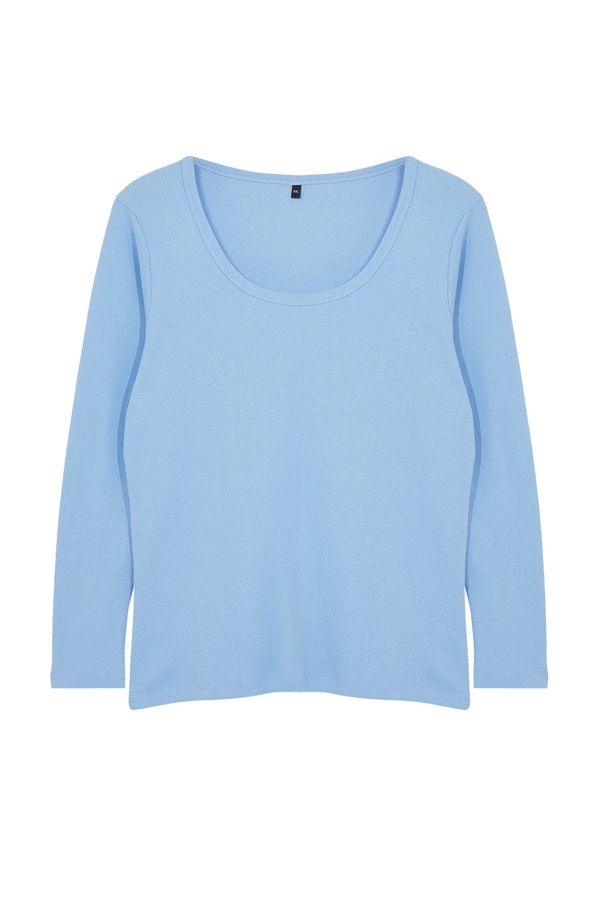 Trendyol Trendyol Curve Blue Camisole Knitted Plus Size Blouse