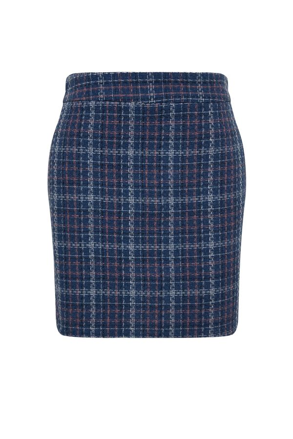 Trendyol Trendyol Curve Blue Checkered Skirt