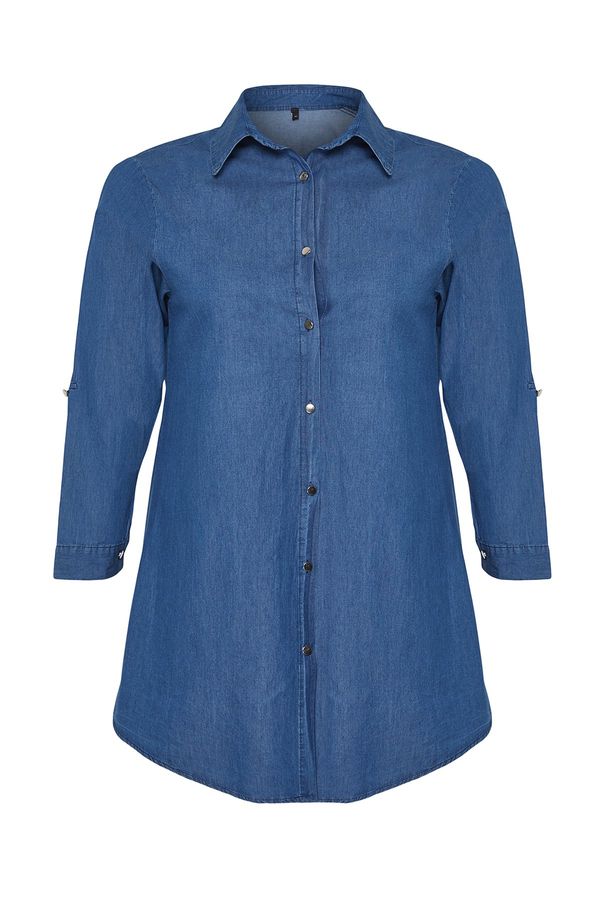 Trendyol Trendyol Curve Blue Oversize Denim Shirt