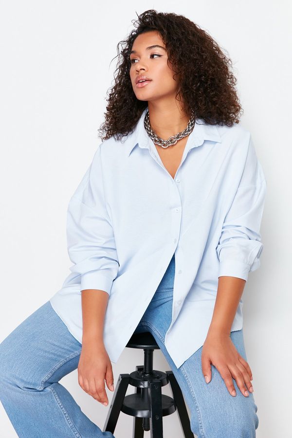 Trendyol Trendyol Curve Blue Oversize Woven Shirt