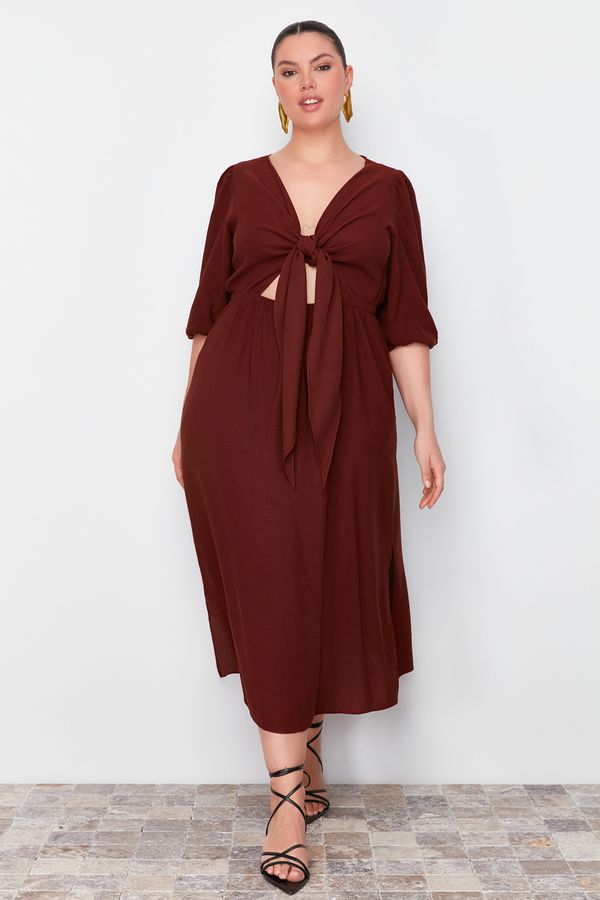 Trendyol Trendyol Curve Brown A-line Woven Dress