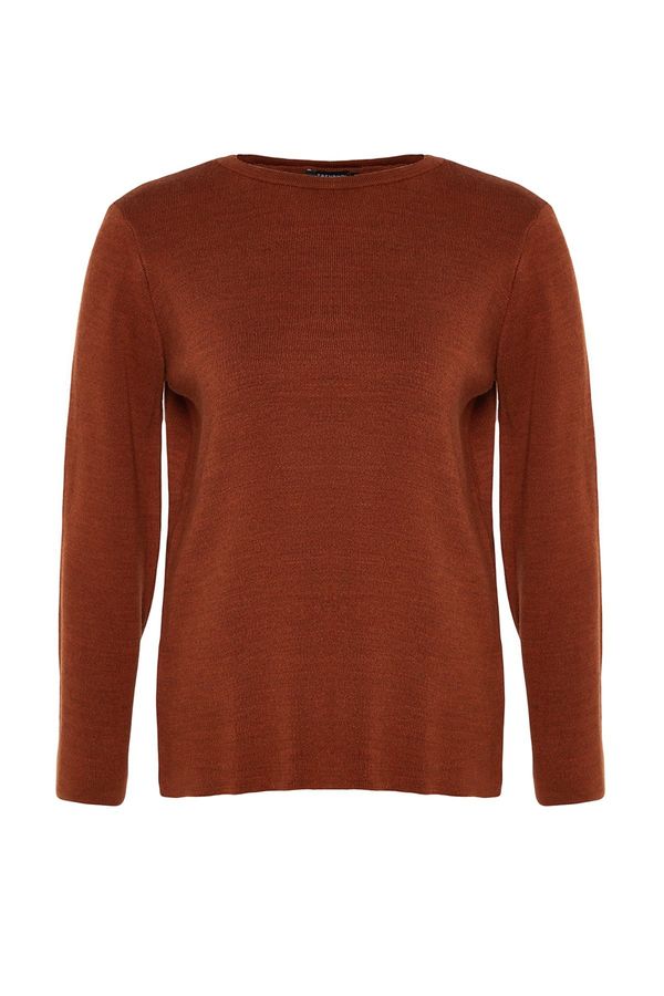 Trendyol Trendyol Curve Brown Sleeve Button Detailed Knitwear Sweater