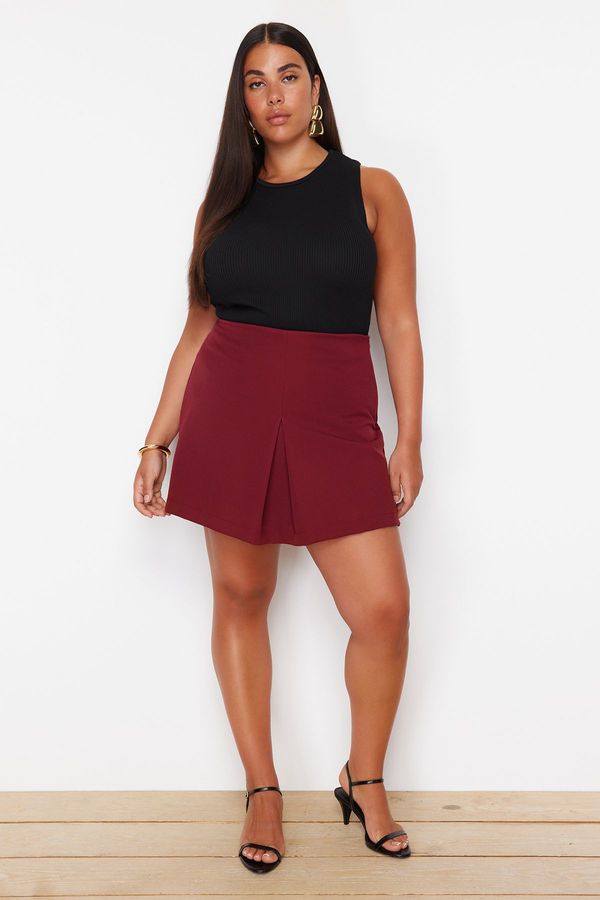 Trendyol Trendyol Curve Burgundy Woven Shorts Skirt