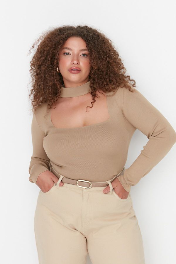 Trendyol Trendyol Curve Camel Collar Detailed Knitwear Blouse