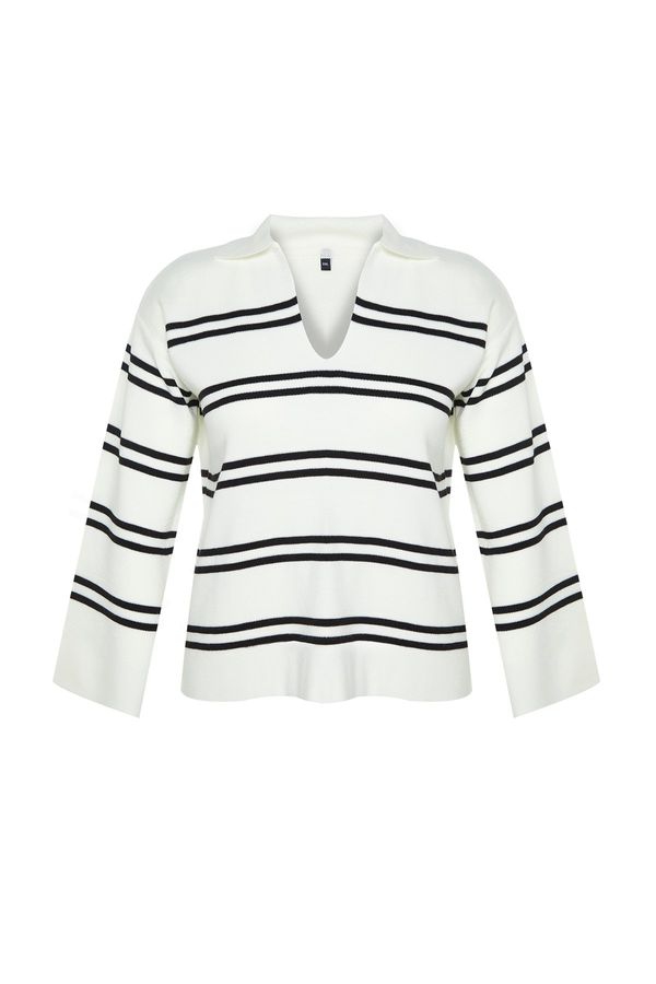 Trendyol Trendyol Curve Ecru Striped Knitwear Sweater