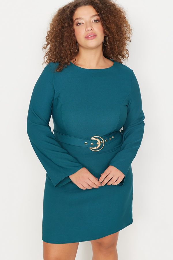 Trendyol Trendyol Curve Emerald Green Woven Dress With A Belt
