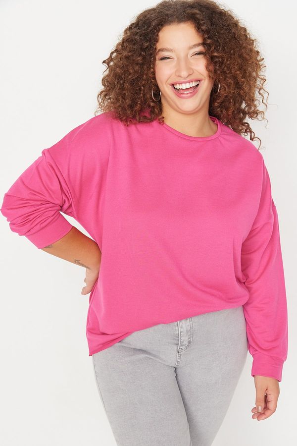 Trendyol Trendyol Curve Fuchsia Crew Neck Thin Knitted Sweatshirt