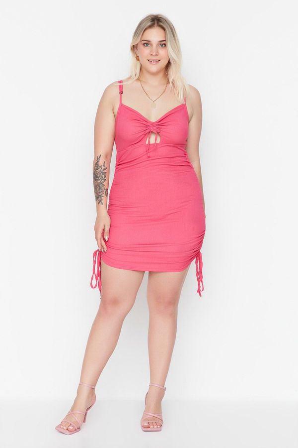 Trendyol Trendyol Curve Fuchsia Cutout Detailed Knitted Dress