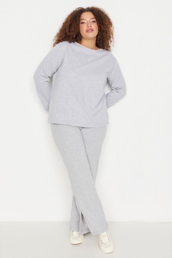 Trendyol Trendyol Curve Gray Knitted Pajamas with Slits.