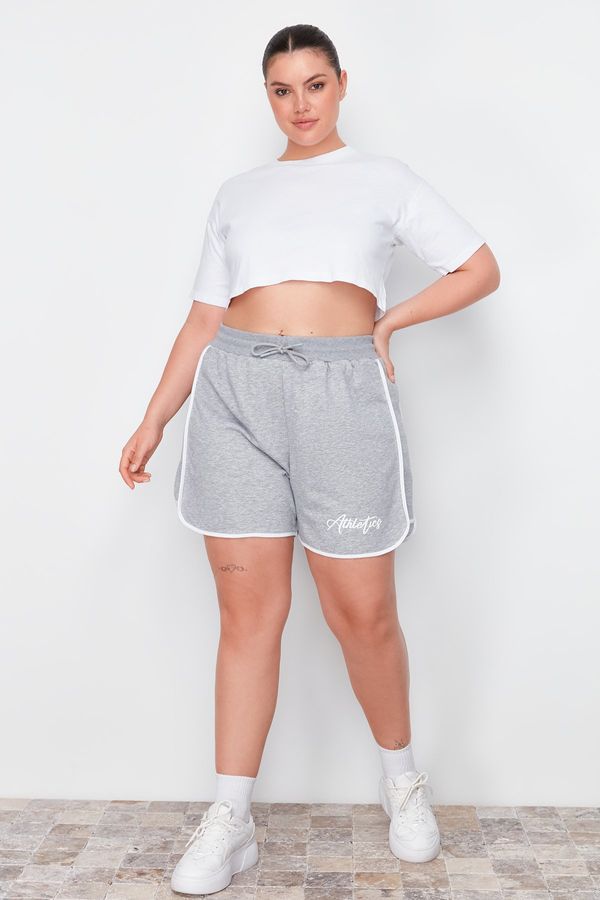 Trendyol Trendyol Curve Gray Printed Piping Detailed Knitted Shorts & Bermuda