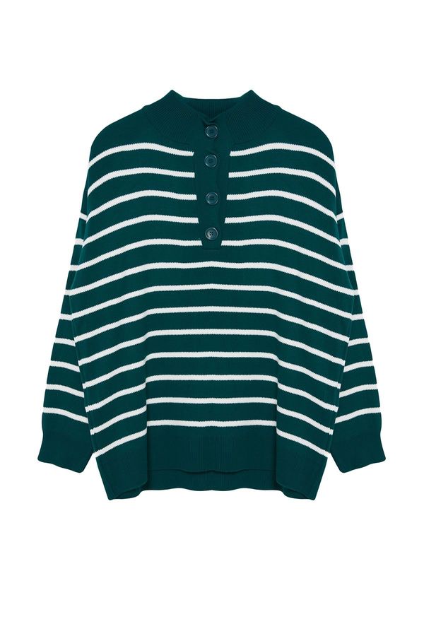 Trendyol Trendyol Curve Green-Multicolored Striped Knitwear Sweater