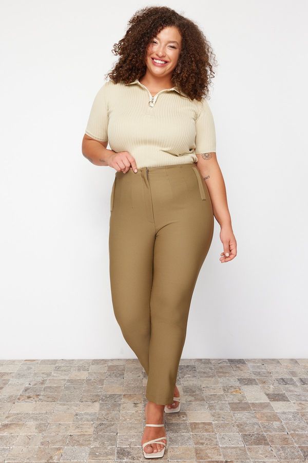 Trendyol Trendyol Curve Khaki Cigarette Woven Trousers