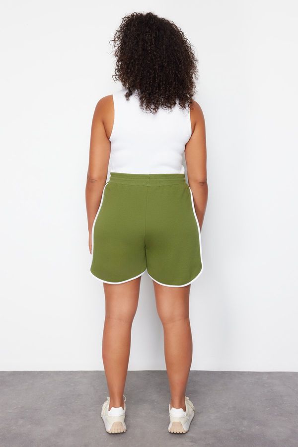 Trendyol Trendyol Curve Khaki Printed Piping Detailed Knitted Shorts & Bermuda