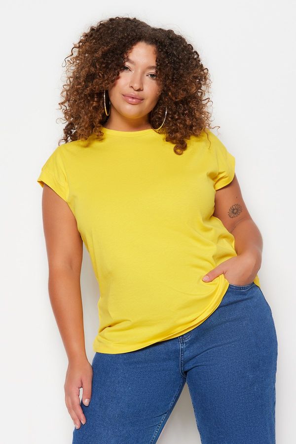 Trendyol Trendyol Curve Light Yellow Knitted Crew Neck T-Shirt