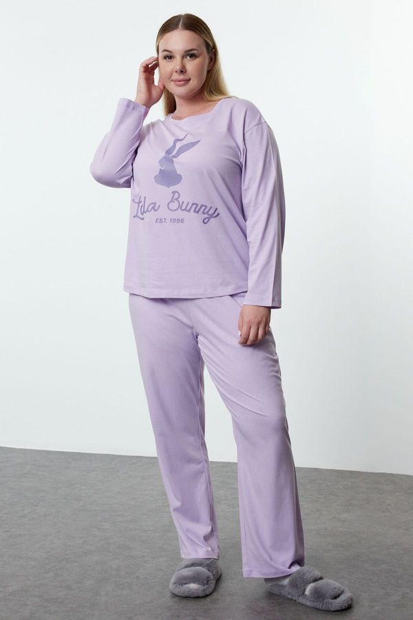 Trendyol Trendyol Curve Lila Lola Bunny Licensed Knitted Pajama Set