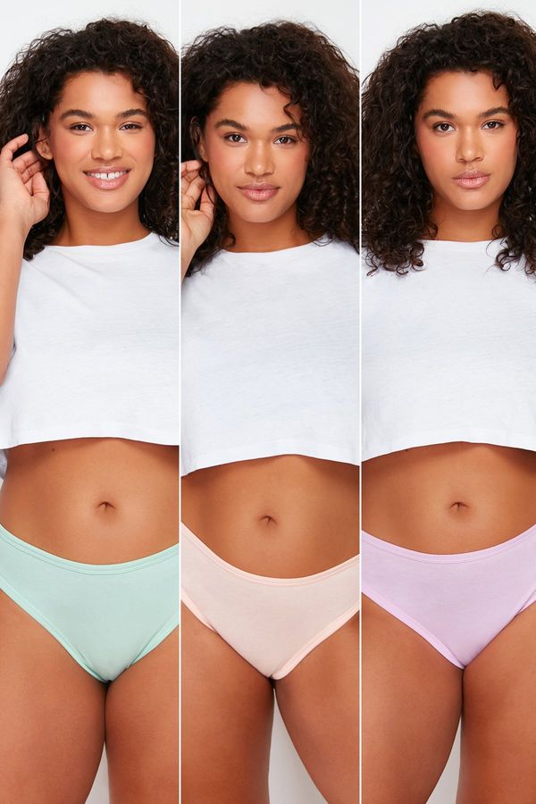 Trendyol Trendyol Curve Lilac-Mint-Powder Packed Plus Size Panties