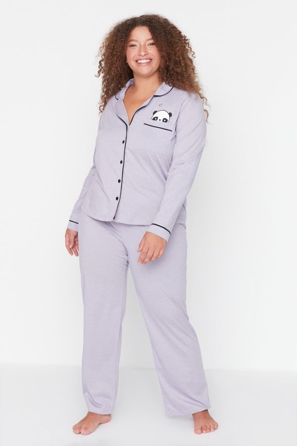 Trendyol Trendyol Curve Lilac Printed Knitted Pajama Set