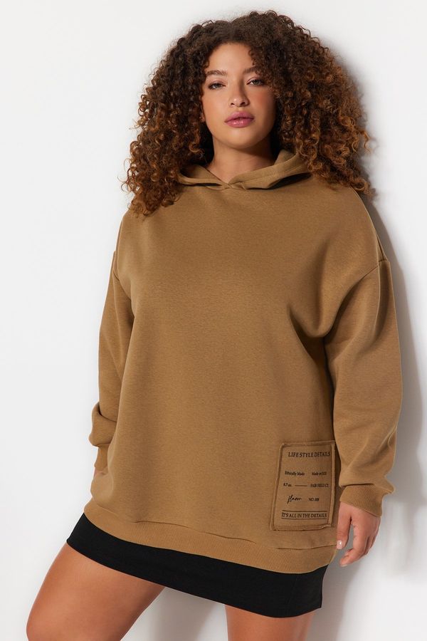 Trendyol Trendyol Curve Mink Embroidery Detailed Oversize Knitted Sweatshirt