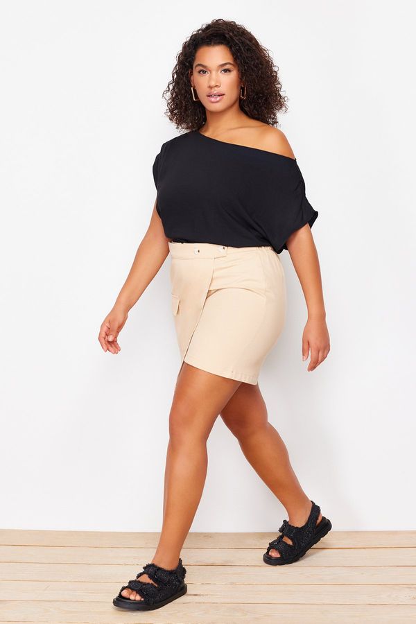 Trendyol Trendyol Curve Mink Gabardine Mini Shorts Skirt