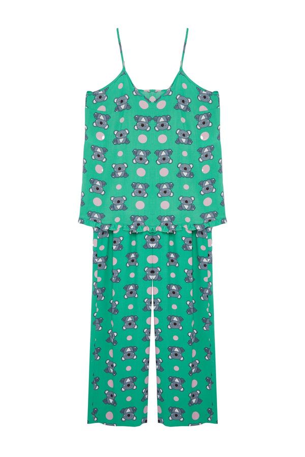 Trendyol Trendyol Curve Mint Koala Patterned Woven Pajama Set