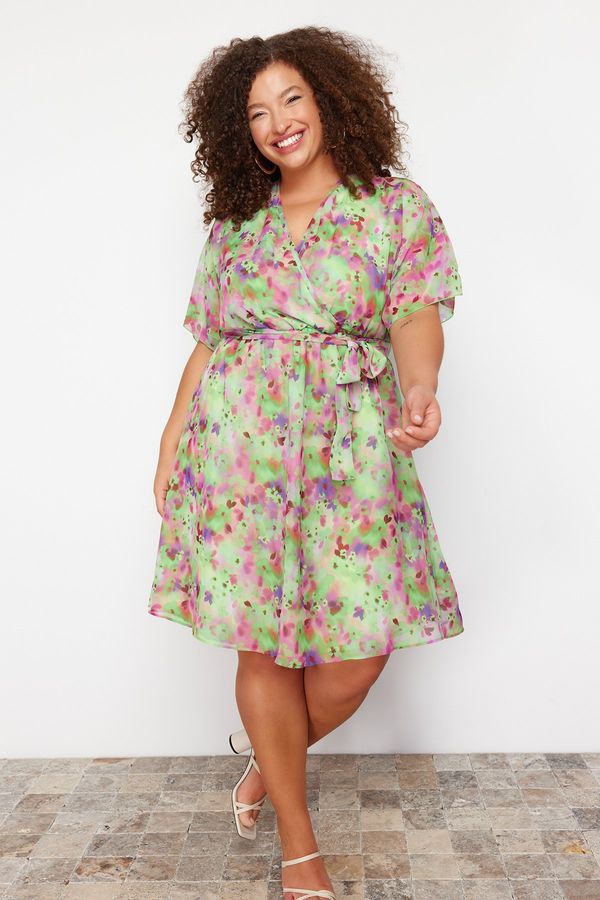 Trendyol Trendyol Curve Multi Color Chiffon Woven Plus Size Dress