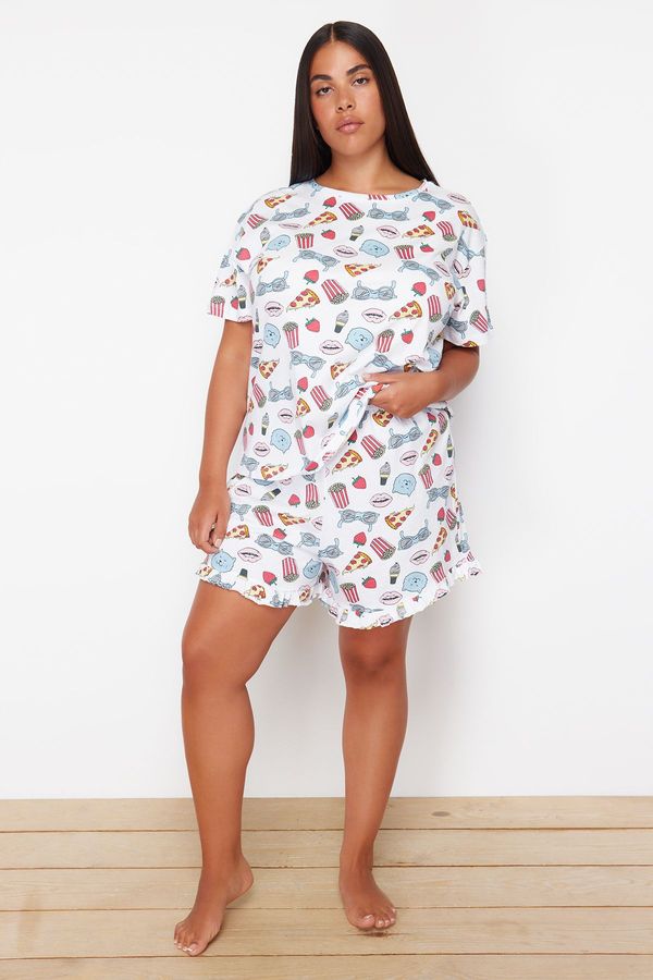 Trendyol Trendyol Curve Multicolor Printed Knitted Pajama Set